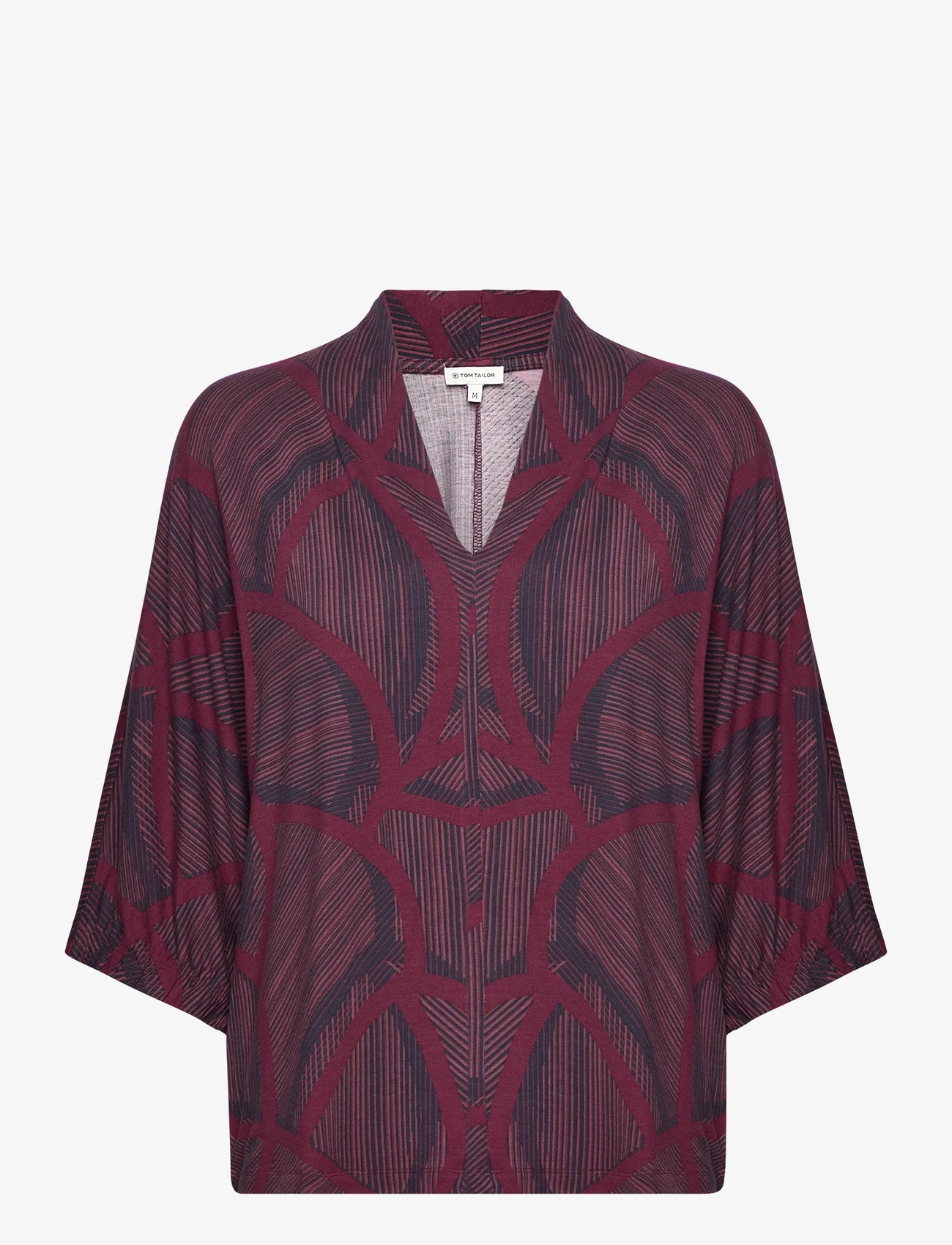 Tom Tailor - T-shirt batw - langärmlige blusen - navy abstract lines - 0