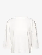 Sweatshirt w buttons - WHISPER WHITE