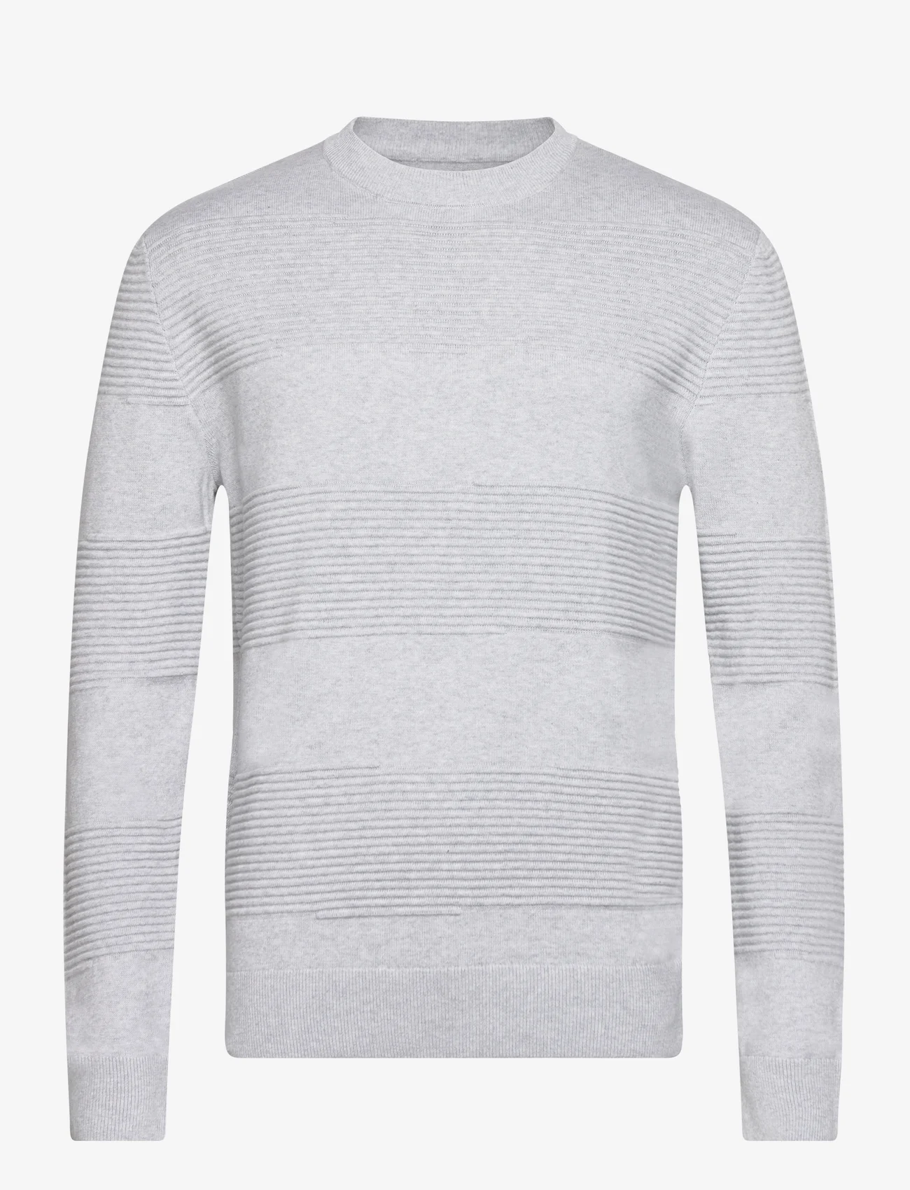 Tom Tailor - structure stripe crewneck knit - rundhalsad - light stone grey melange - 0
