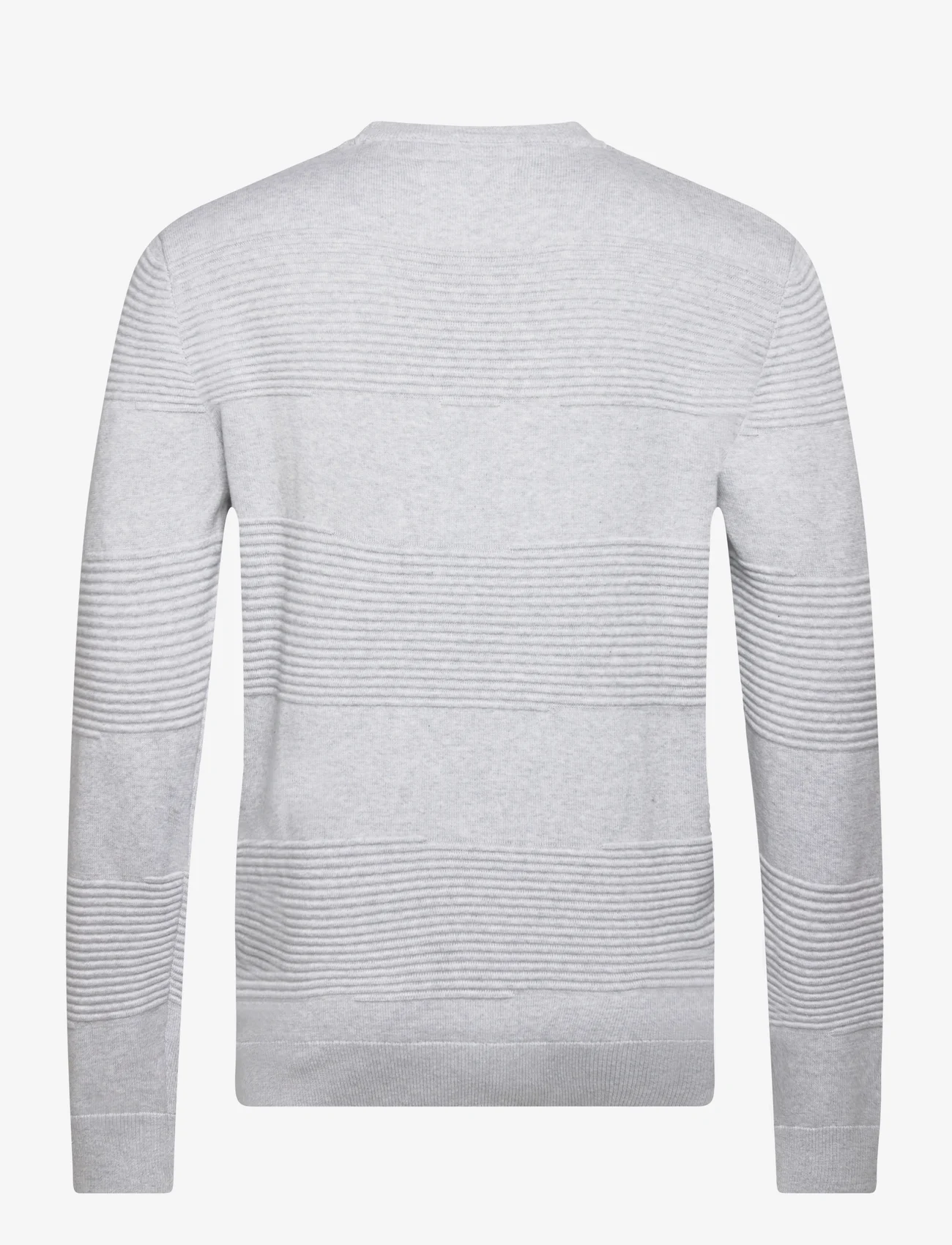 Tom Tailor - structure stripe crewneck knit - laveste priser - light stone grey melange - 1