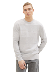 Tom Tailor - structure stripe crewneck knit - laveste priser - light stone grey melange - 6