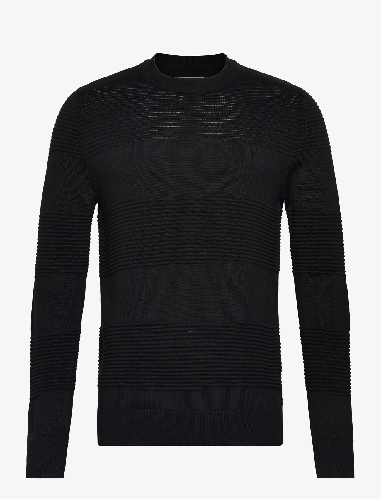 Tom Tailor - structure stripe crewneck knit - laveste priser - black - 0