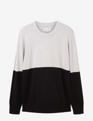Tom Tailor - relaxed color block knit - sweatshirts - grey black color block - 0
