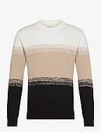 gradient stripe knit - BLACK ECRU GRADIENT STRIPE