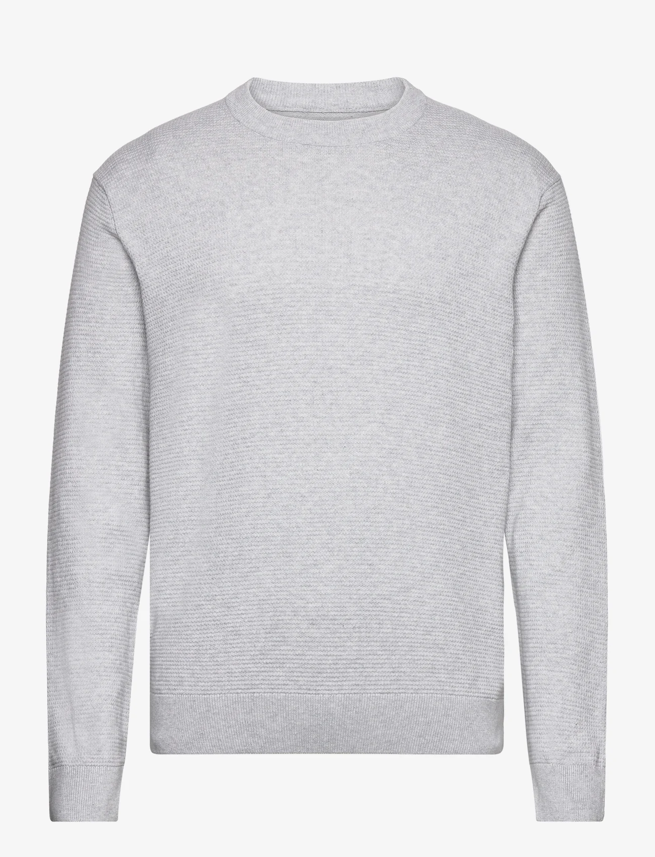 Tom Tailor - structured basic knit - rundhalsad - light stone grey melange - 0