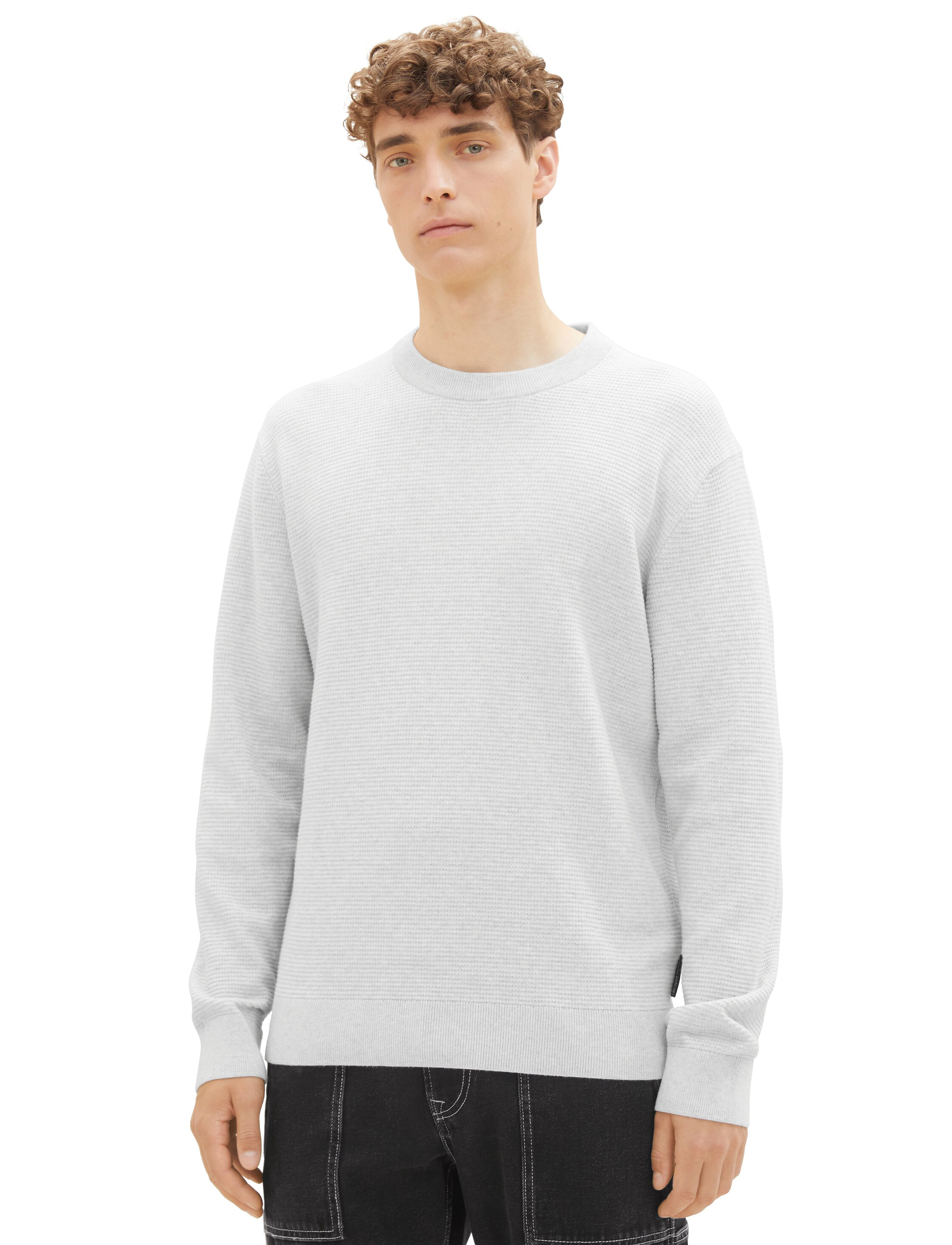 Tom Tailor - structured basic knit - light stone grey melange - 2