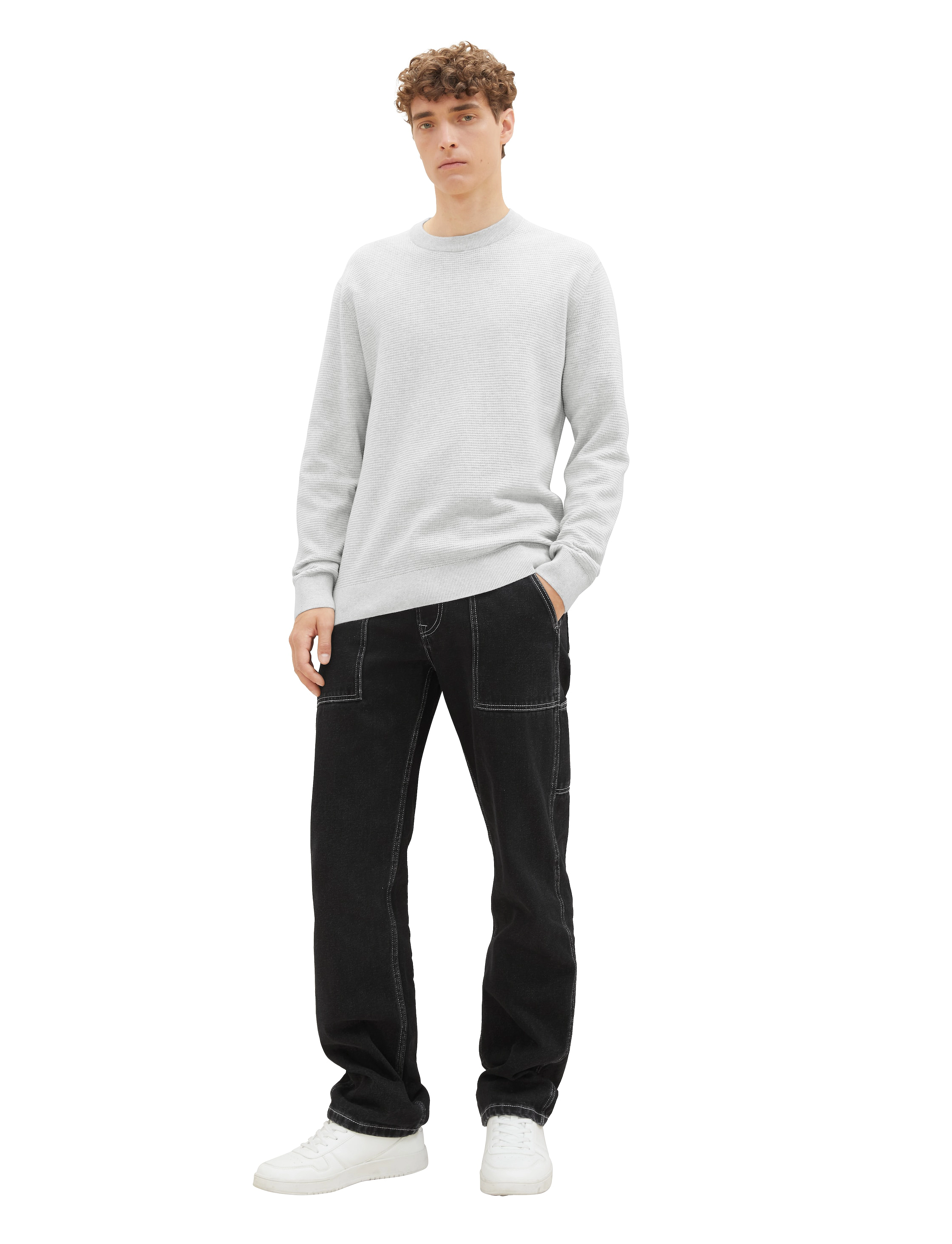 Tom Tailor - structured basic knit - light stone grey melange - 3