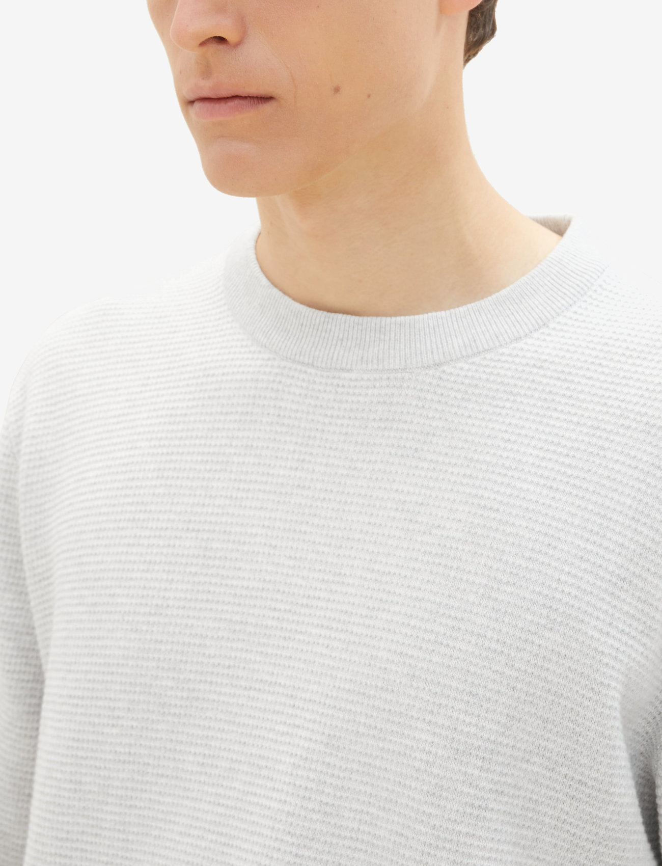 Tom Tailor - structured basic knit - light stone grey melange - 5