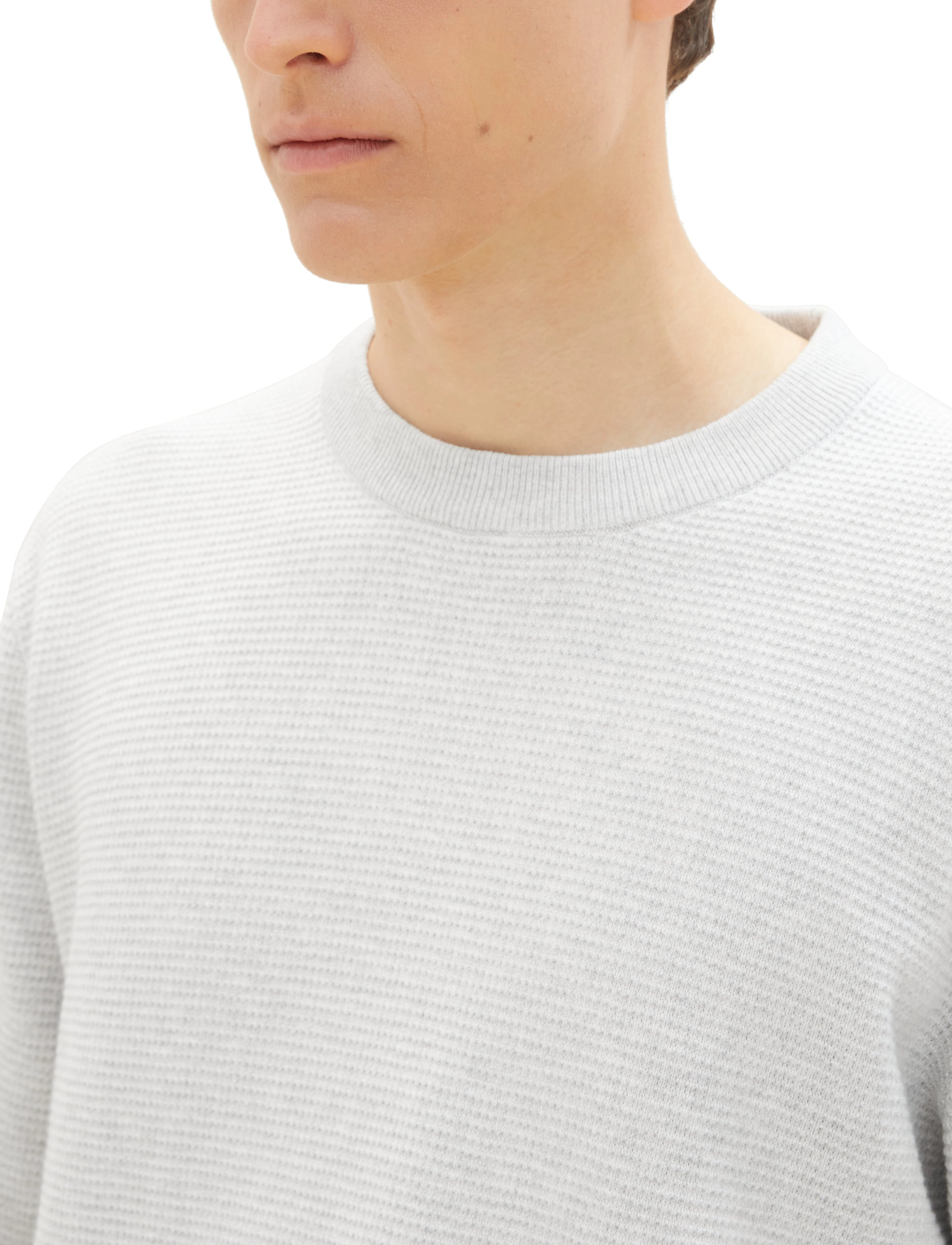 Tom Tailor - structured basic knit - light stone grey melange - 5