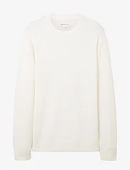 Tom Tailor - structured basic knit - knitted round necks - wool white - 0