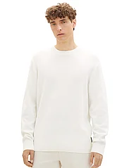 Tom Tailor - structured basic knit - knitted round necks - wool white - 2
