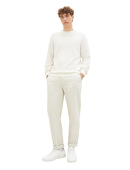 Tom Tailor - structured basic knit - rundhalsad - wool white - 3