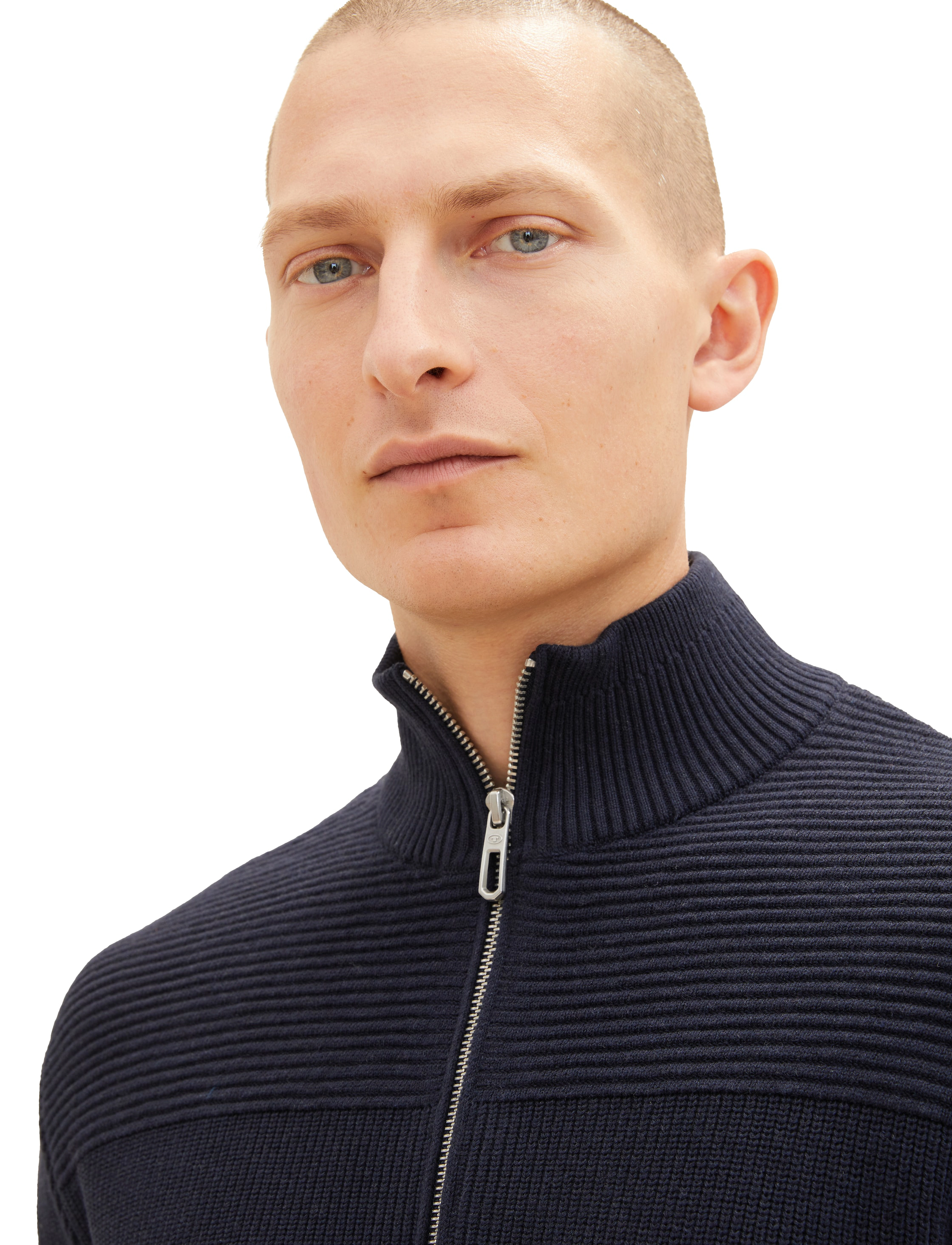 Tom Tailor - structured knit troyer - knitted navy melange - 3
