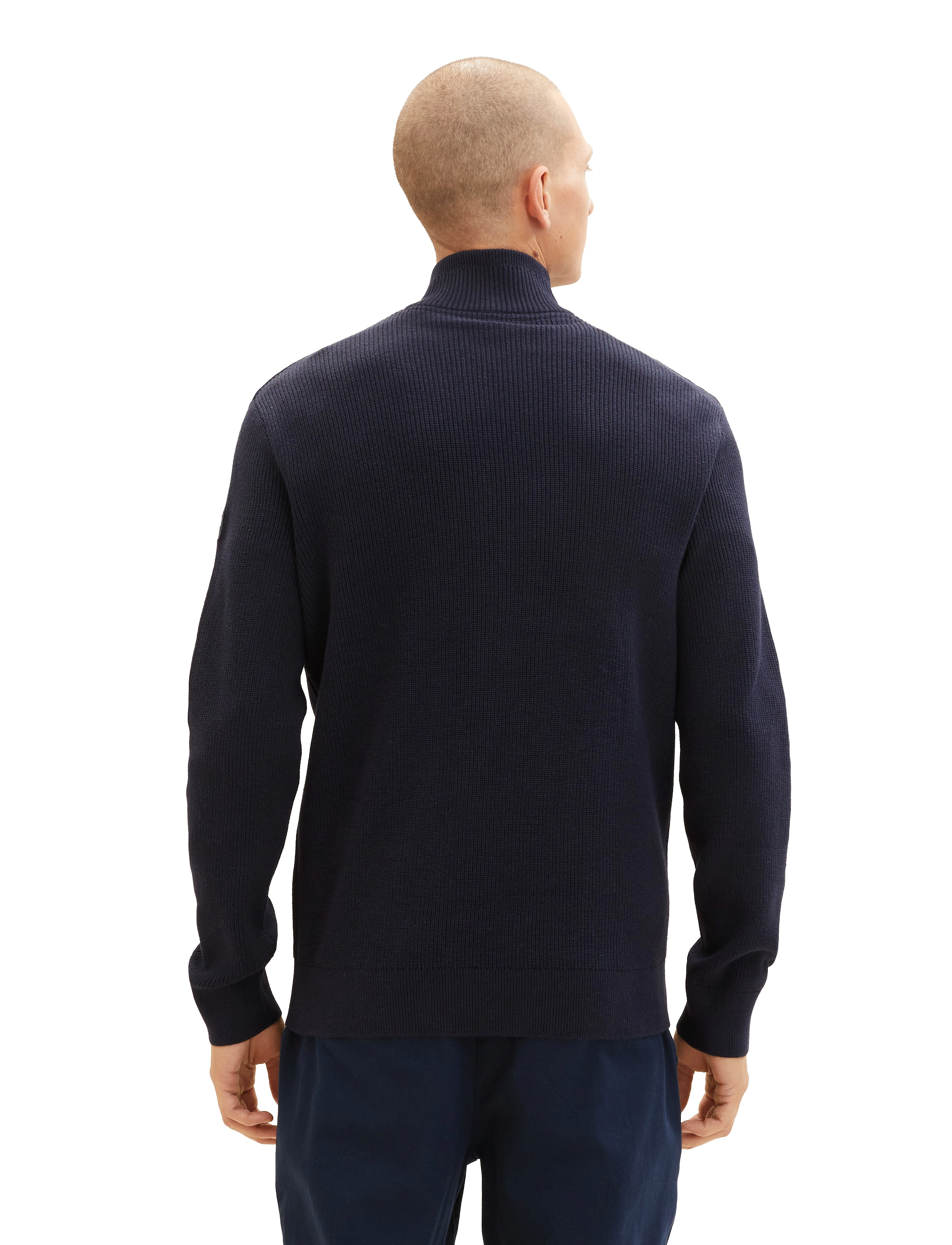 Tom Tailor - structured knit troyer - knitted navy melange - 4