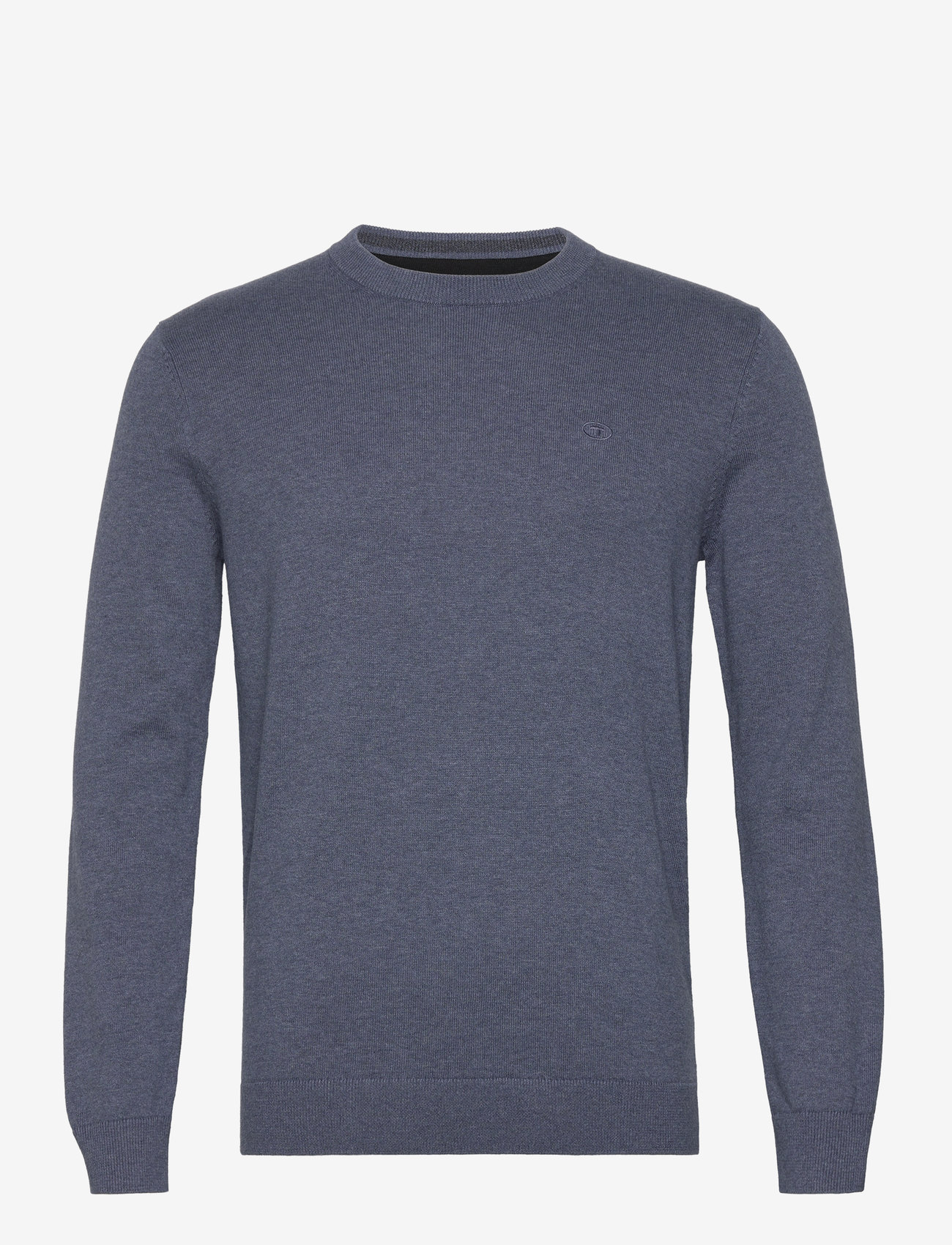 Tom Tailor - basic crewneck knit - efterårstøj - vintage indigo blue melange - 0
