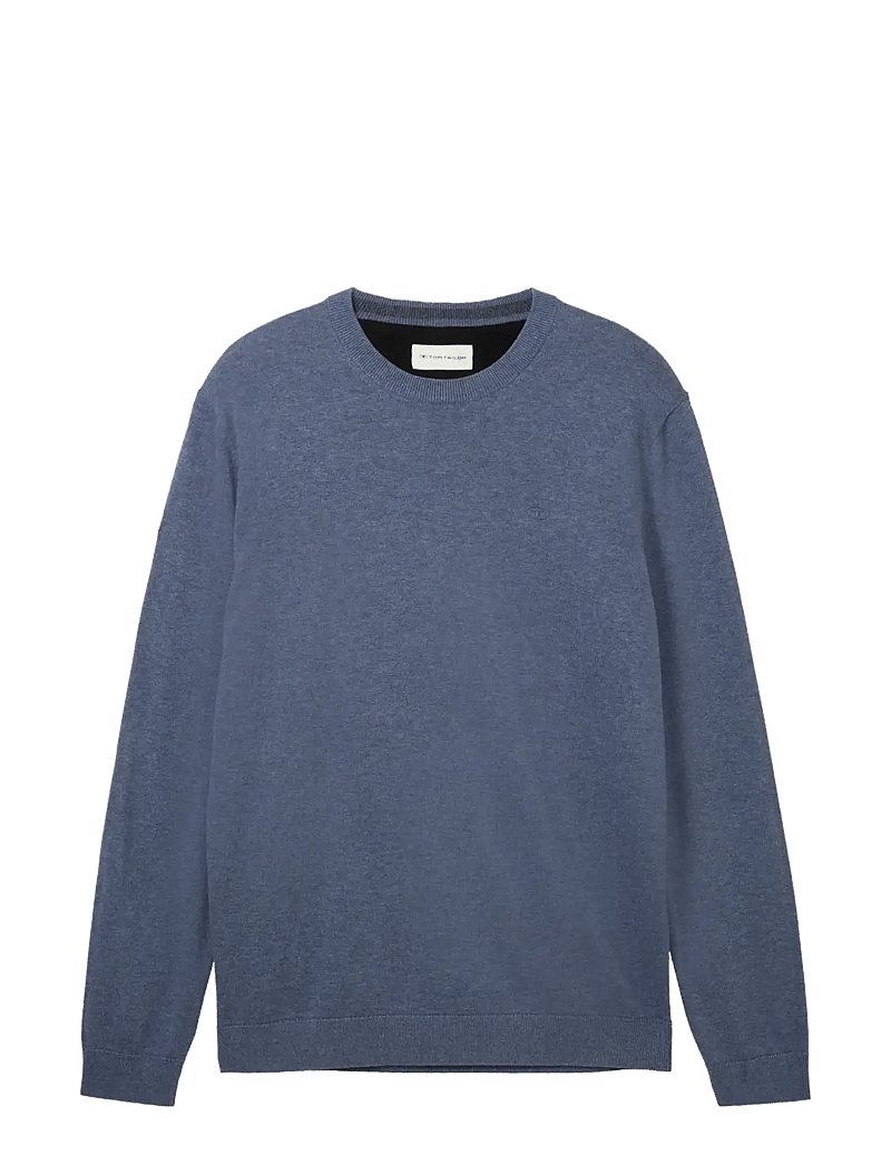 Tom Tailor - basic crewneck knit - rund hals - vintage indigo blue melange - 1