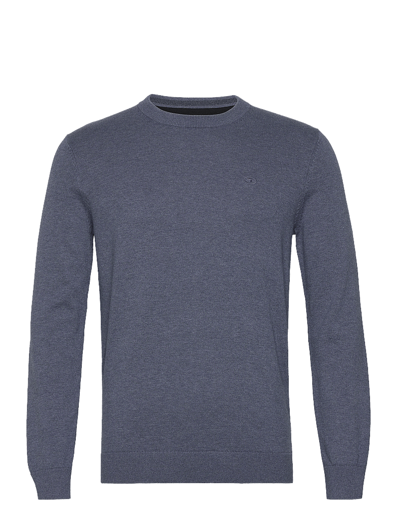 Tom Tailor - basic crewneck knit - rund hals - vintage indigo blue melange - 1