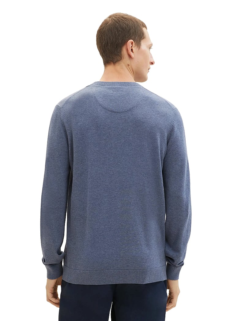Tom Tailor - basic crewneck knit - rund hals - vintage indigo blue melange - 3