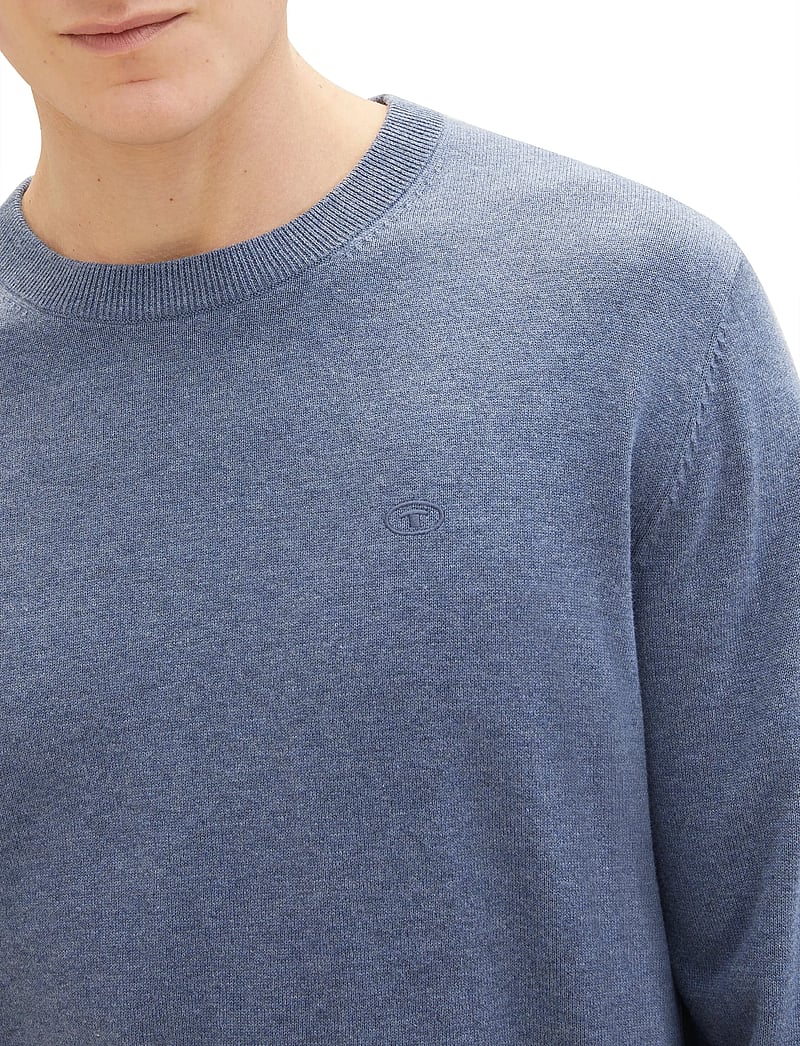 Tom Tailor - basic crewneck knit - rund hals - vintage indigo blue melange - 5