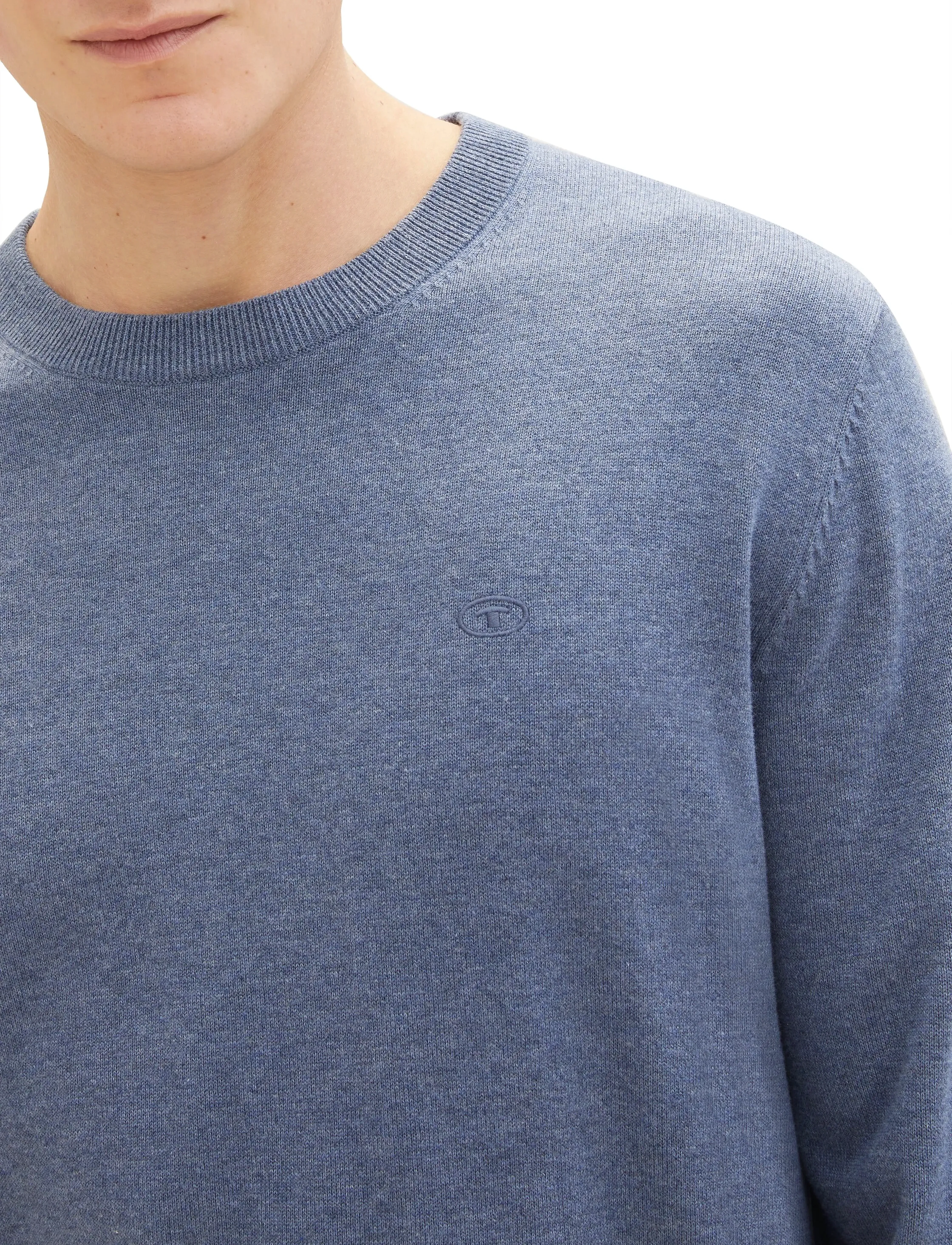 Tom Tailor - basic crewneck knit - round necks - vintage indigo blue melange - 5