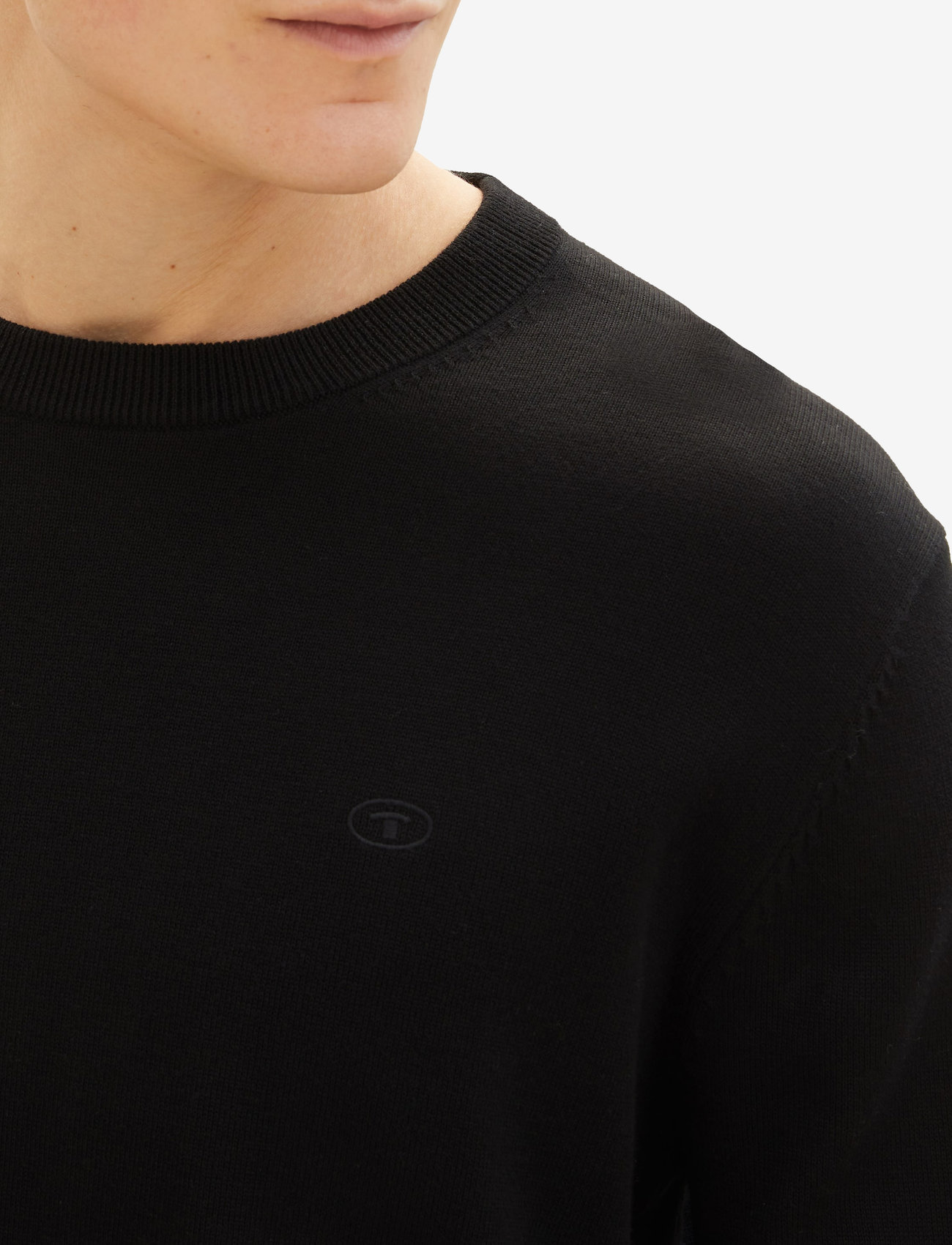 Tom Tailor - basic crewneck knit - efterårstøj - black - 4