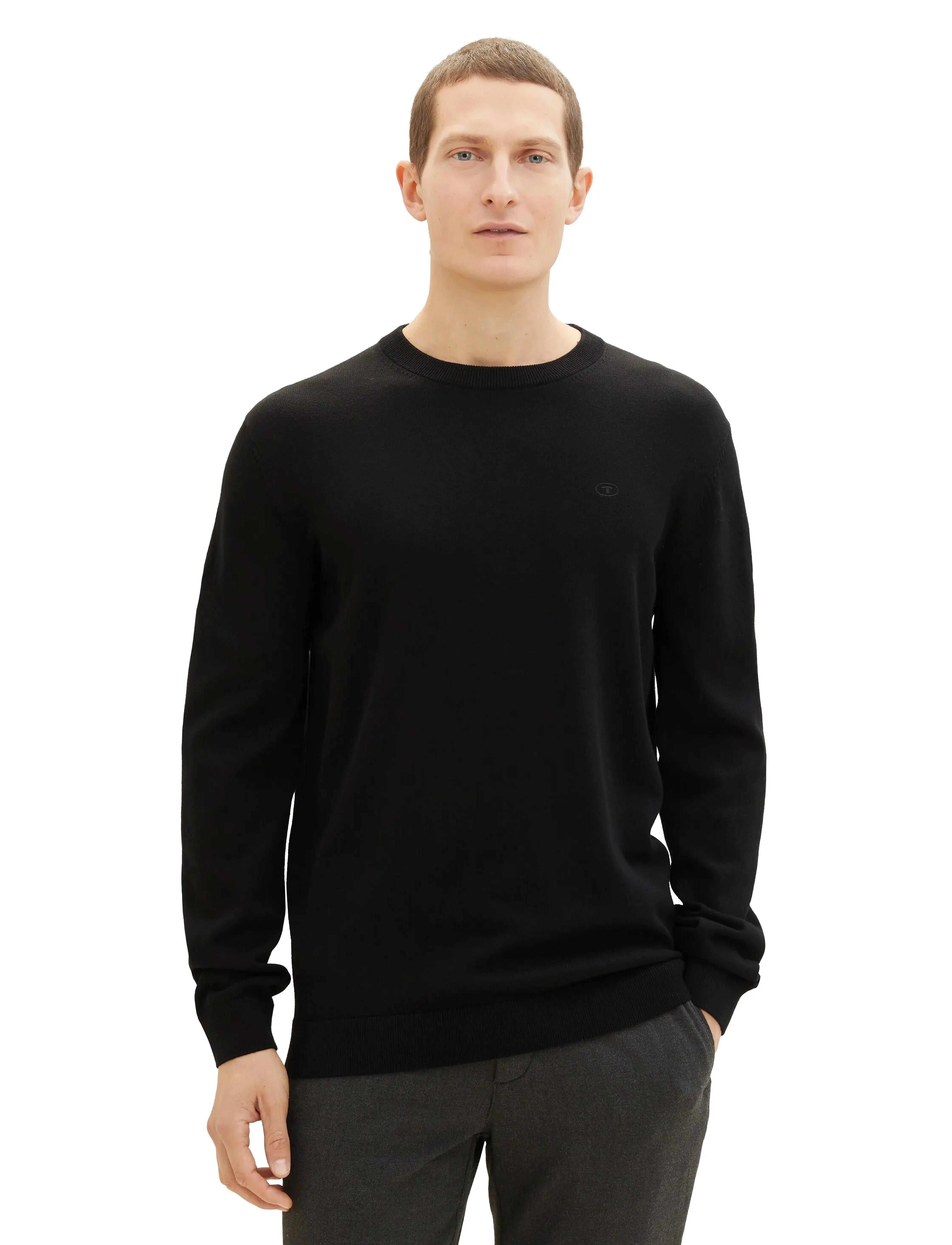 Tom Tailor - basic crewneck knit - round necks - black - 4