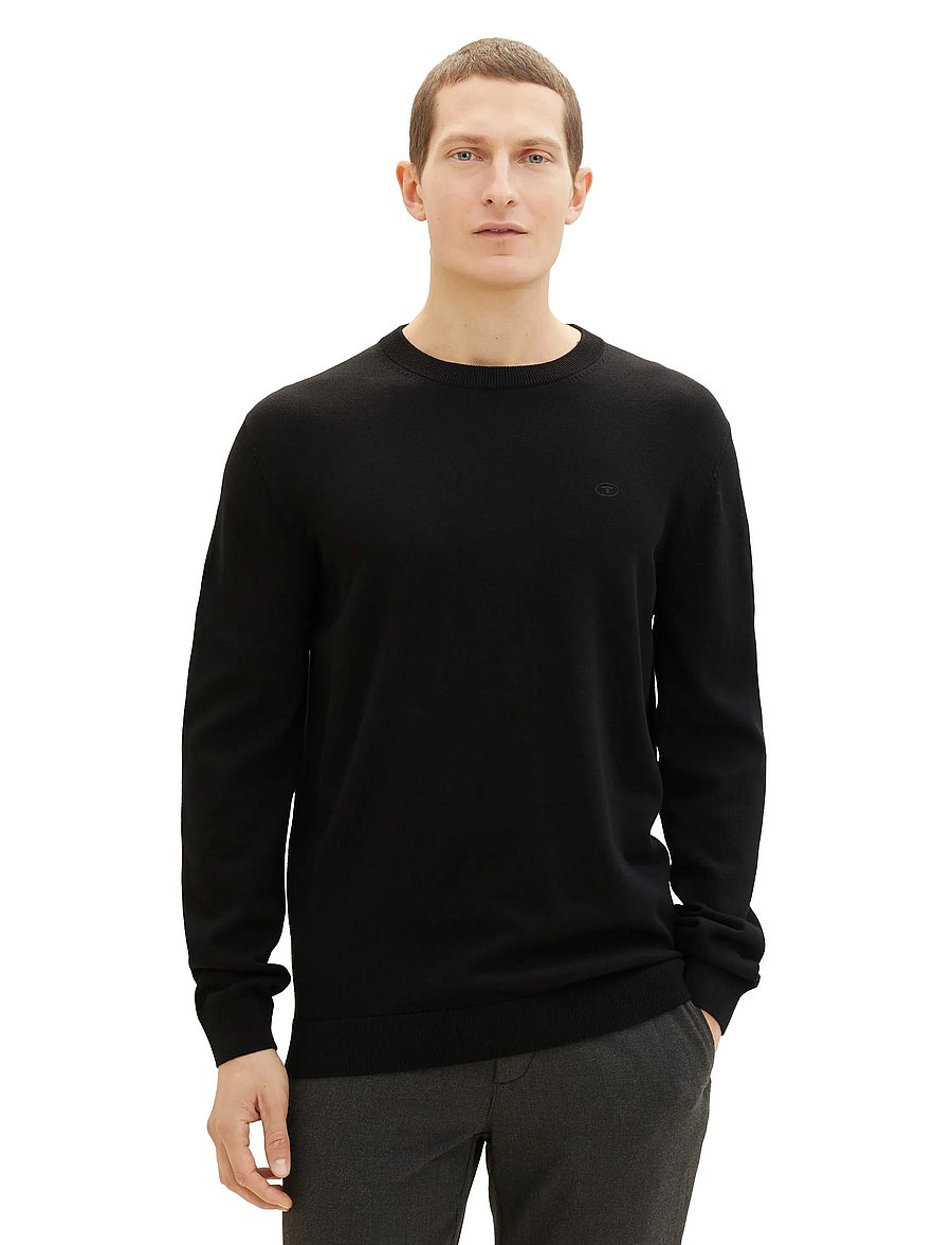 Tom Tailor - basic crewneck knit - Ümmarguse kaelusega kudumid - black - 4