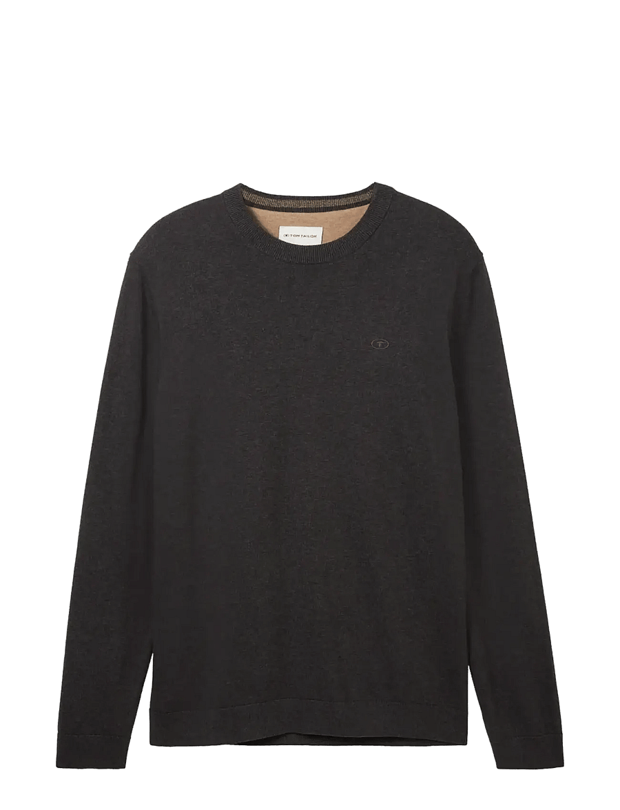 Tom Tailor - basic crewneck knit - Ümmarguse kaelusega kudumid - black grey melange - 1