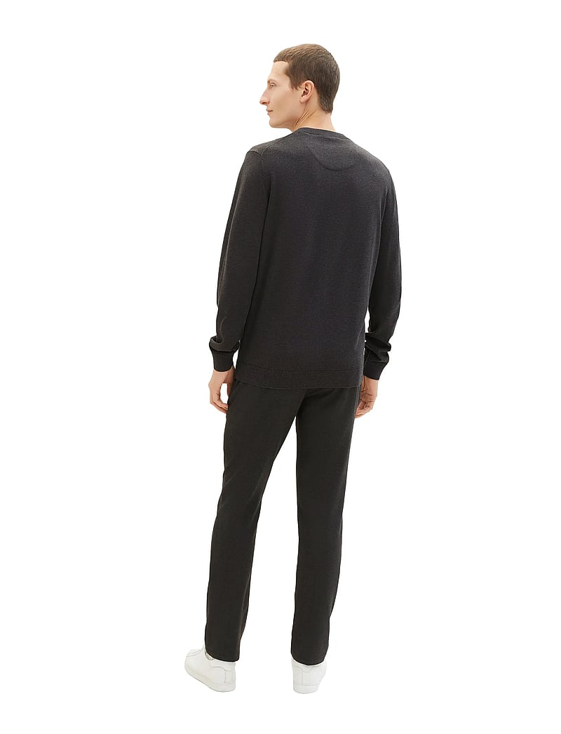 Tom Tailor - basic crewneck knit - rund hals - black grey melange - 3