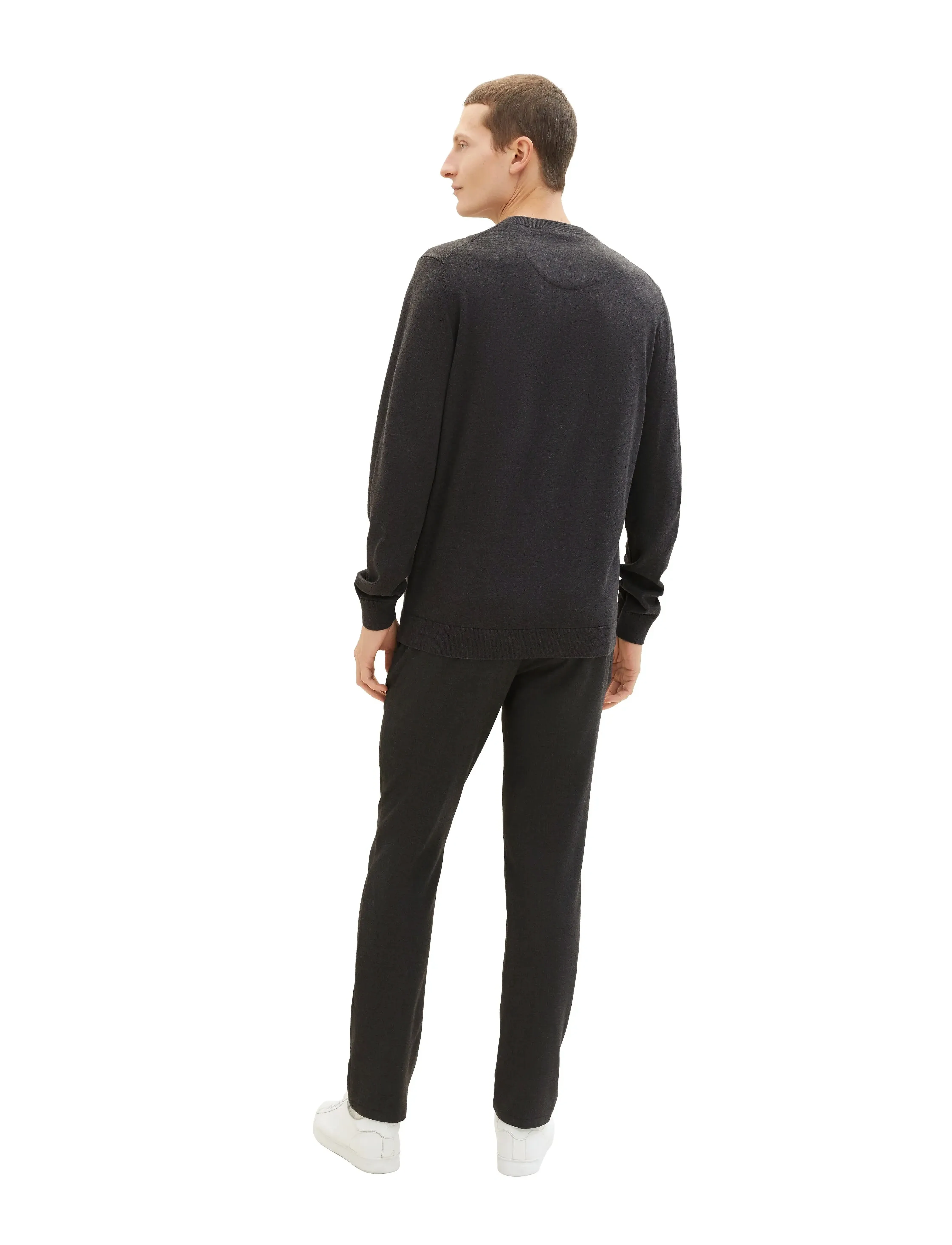 Tom Tailor - basic crewneck knit - round necks - black grey melange - 3