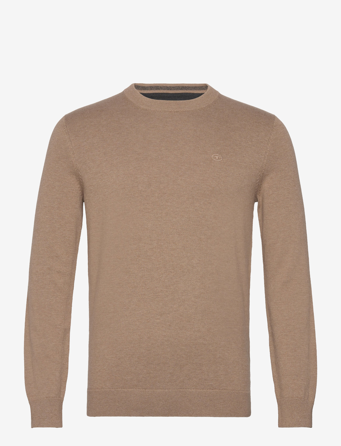 Tom Tailor - basic crewneck knit - efterårstøj - hazel brown melange - 0