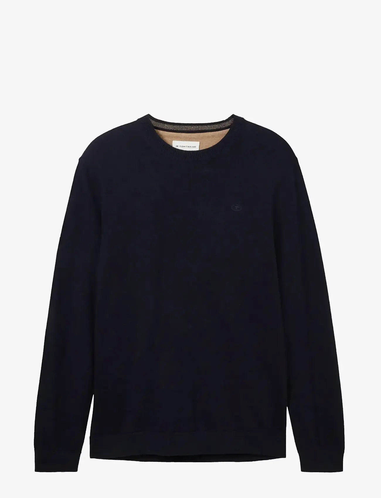 Tom Tailor - basic crewneck knit - efterårstøj - knitted navy melange - 0