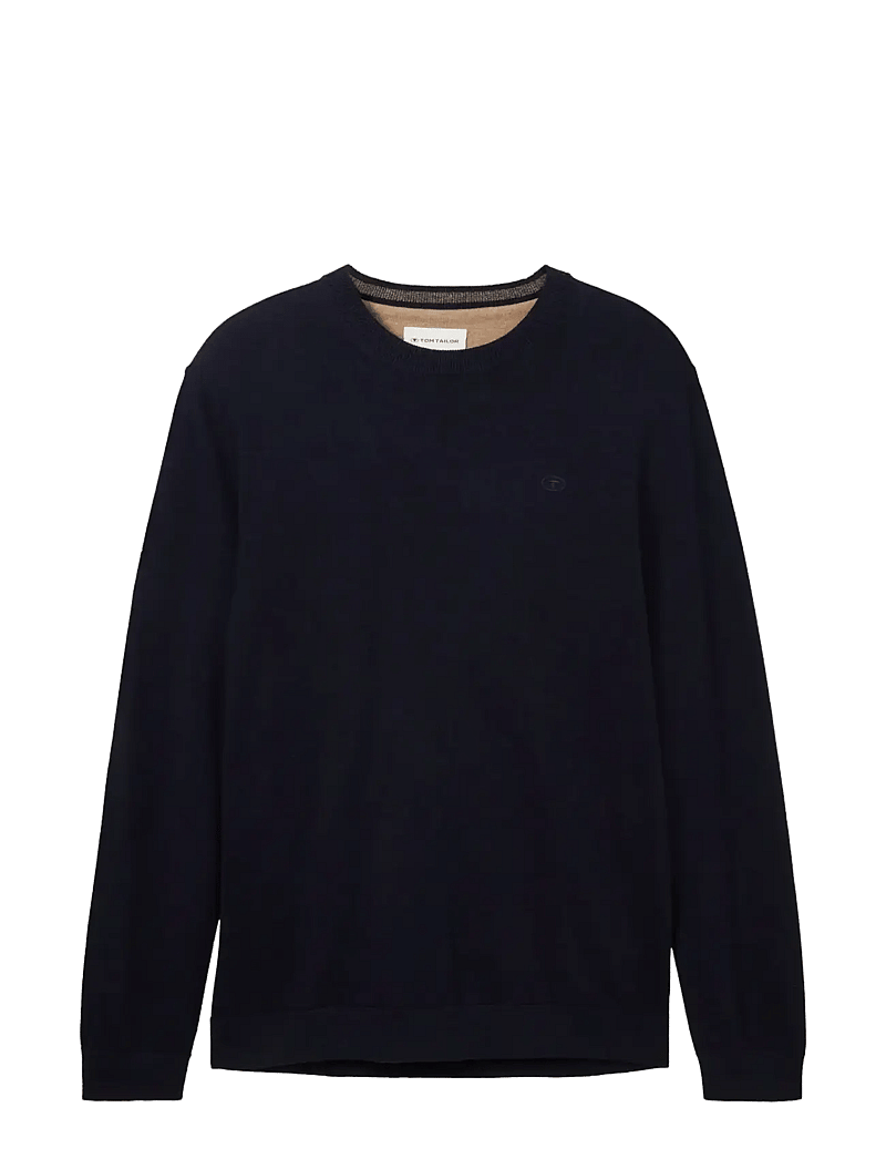 Tom Tailor - basic crewneck knit - rund hals - knitted navy melange - 1