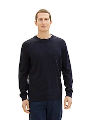 Tom Tailor - basic crewneck knit - laveste priser - knitted navy melange - 6
