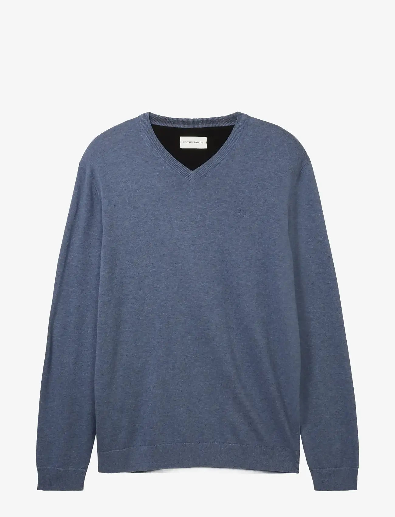 Tom Tailor - basic v-neck knit - efterårstøj - vintage indigo blue melange - 0