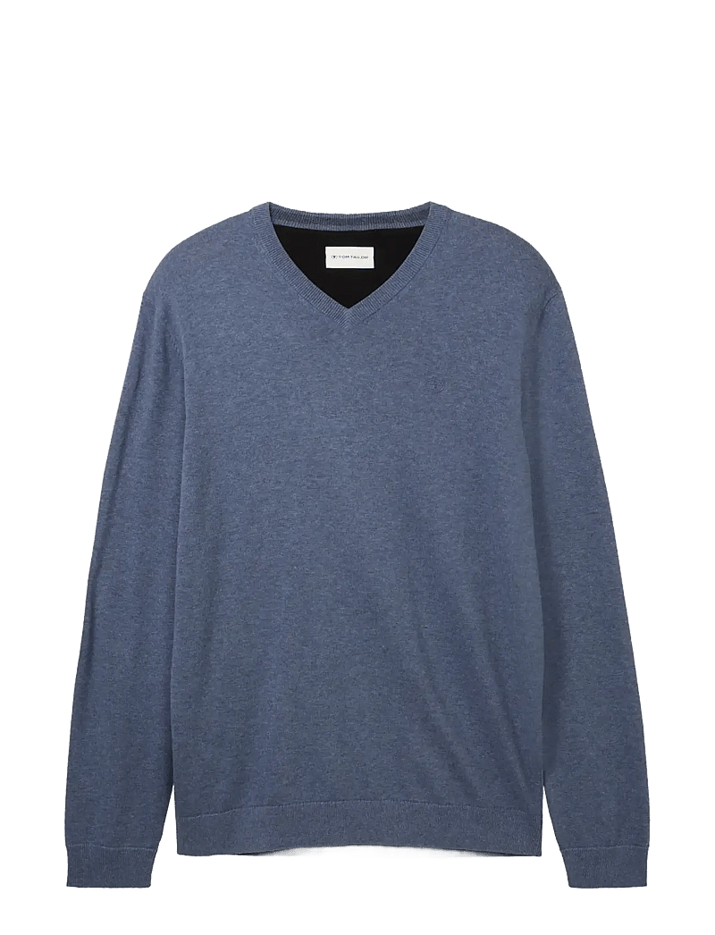 Tom Tailor - basic v-neck knit - v-hals - vintage indigo blue melange - 1