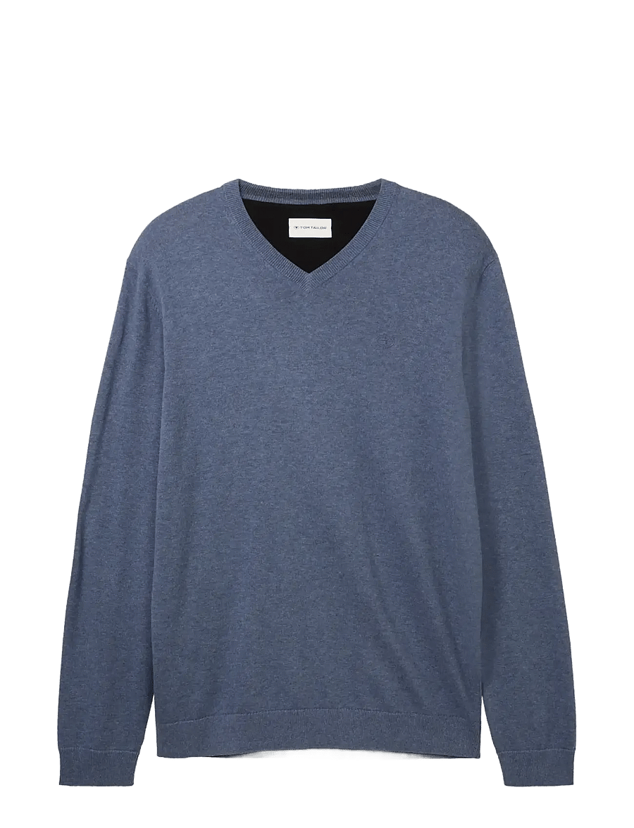 Tom Tailor - basic v-neck knit - v-ausschnitt - vintage indigo blue melange - 1