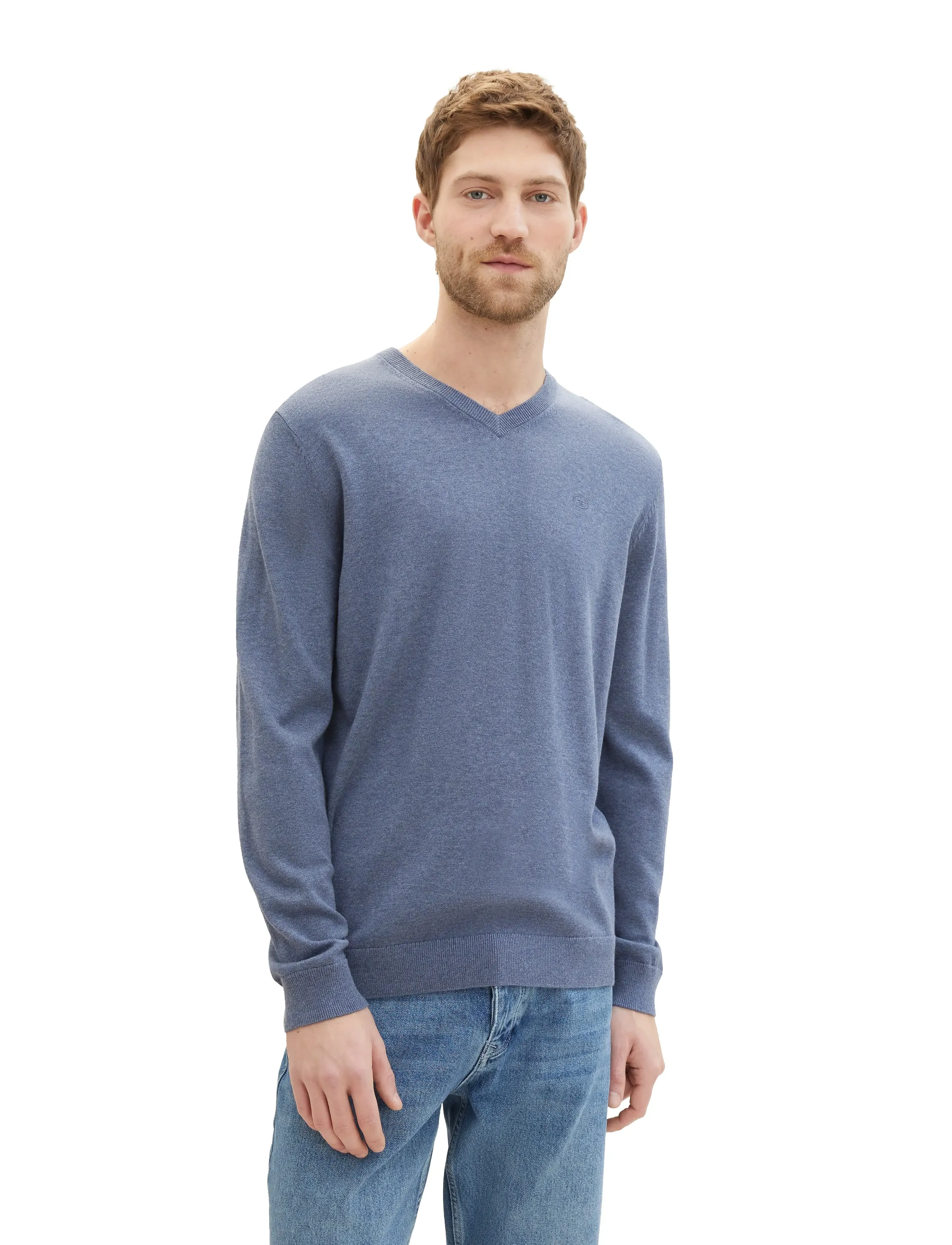 Tom Tailor - basic v-neck knit - v-necks - vintage indigo blue melange - 5