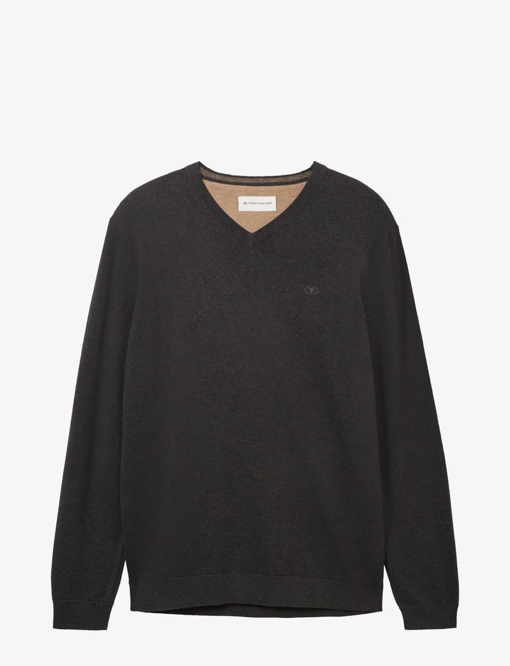 Tom Tailor - basic v-neck knit - v-ringat - black grey melange - 1