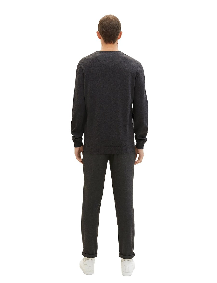 Tom Tailor - basic v-neck knit - v-ausschnitt - black grey melange - 2