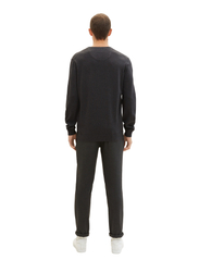 Tom Tailor - basic v-neck knit - laveste priser - black grey melange - 3