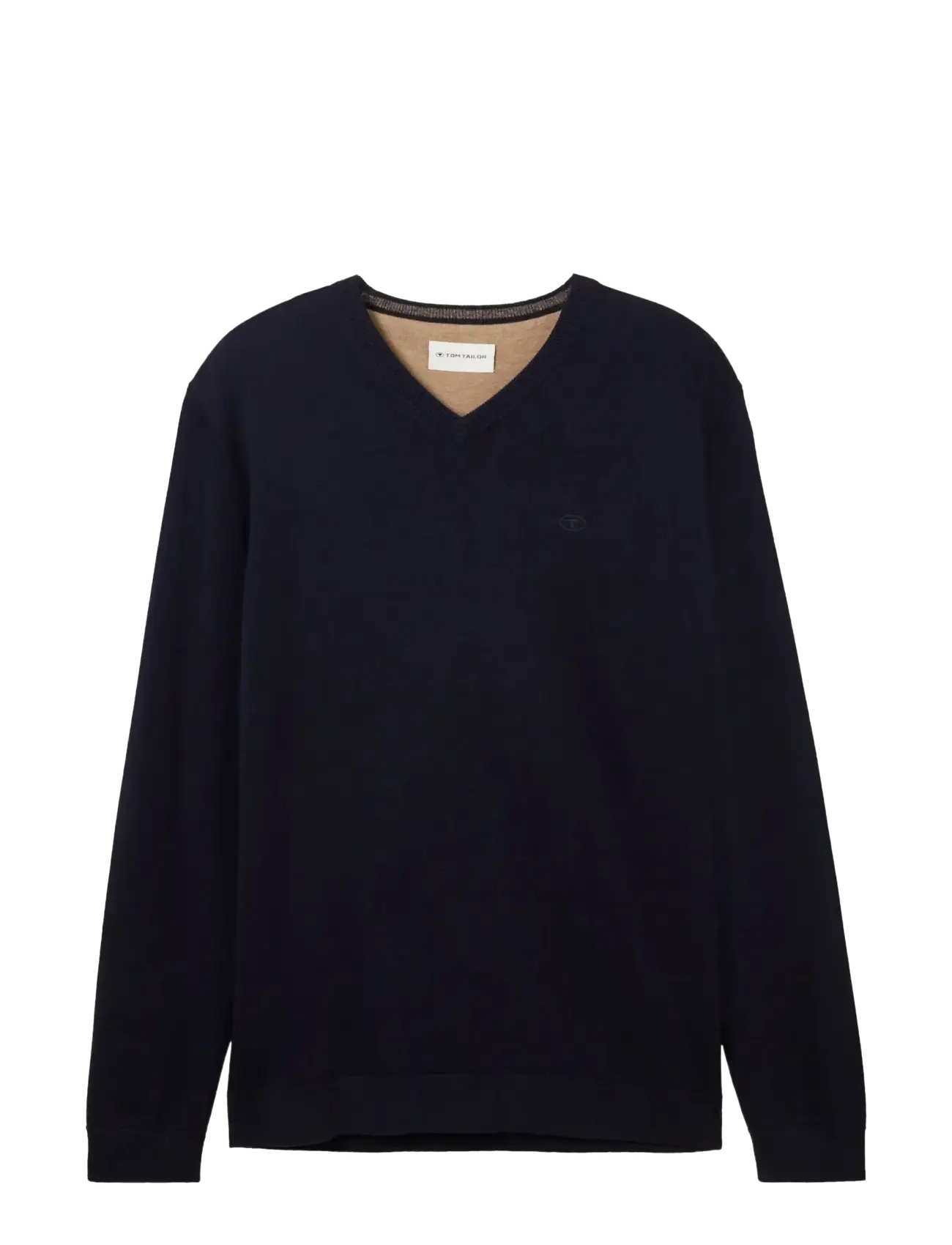 basic v-neck knit - KNITTED NAVY MELANGE