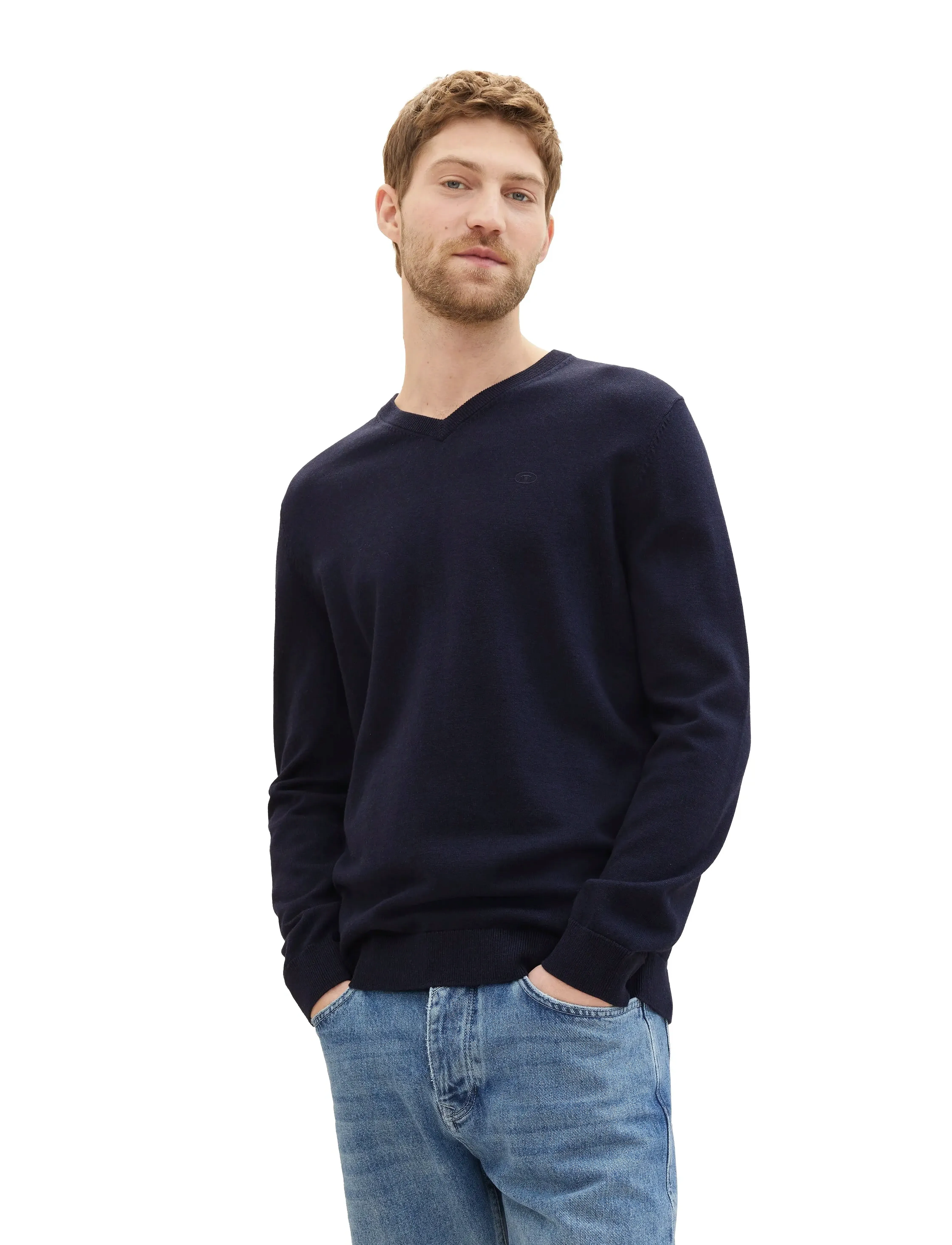 TOM TAILOR Basic V-Neck Knit stickade tröjor herr – bild 2
