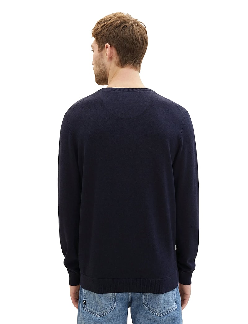Tom Tailor - basic v-neck knit - v-ringat - knitted navy melange - 3