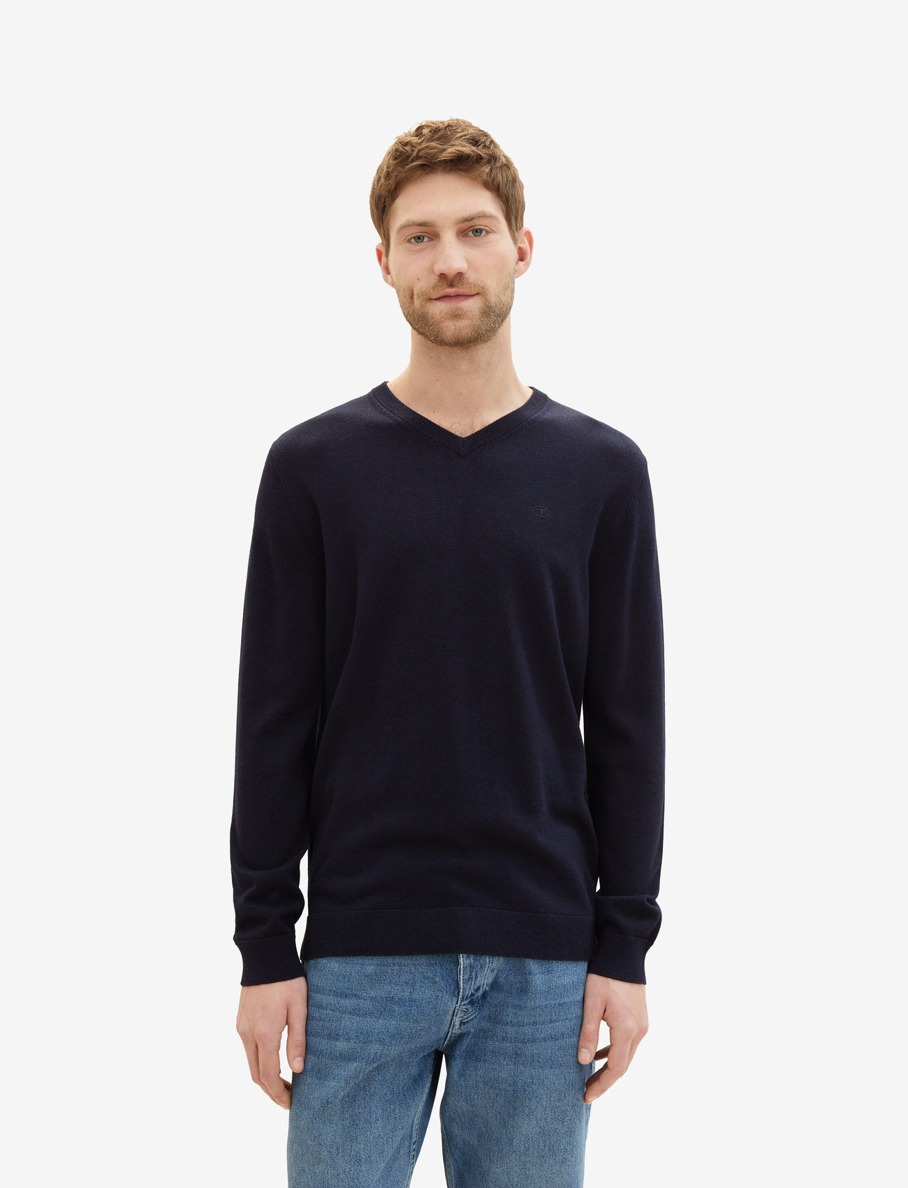 Tom Tailor - basic v-neck knit - herbstliche kleidung - knitted navy melange - 4