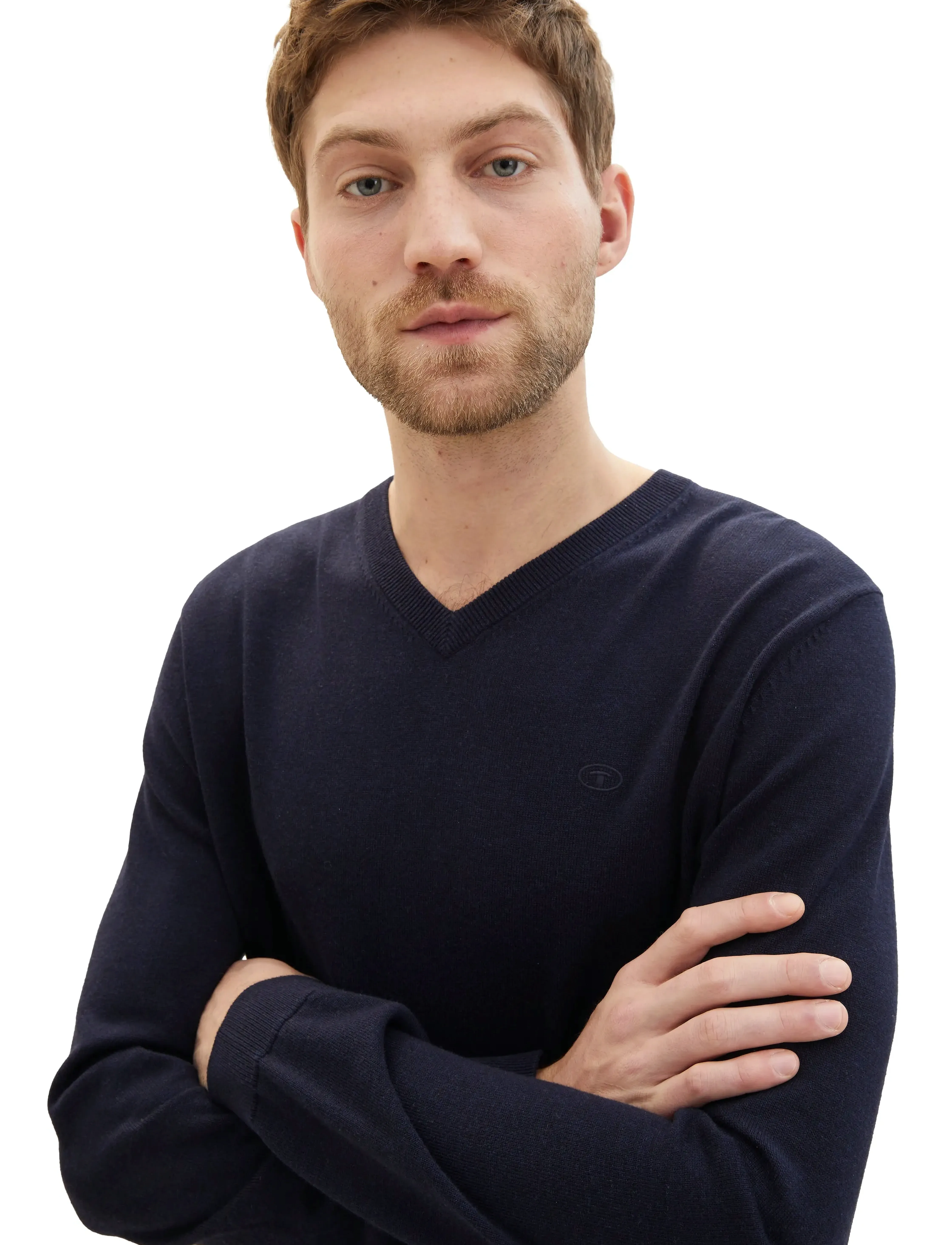 Tom Tailor - basic v-neck knit - v-ausschnitt - knitted navy melange - 5