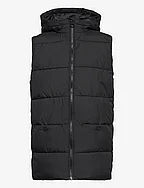 Hooded quilted vest - BLACK