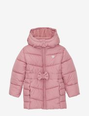 belted puffer coat - GREYISH PINK