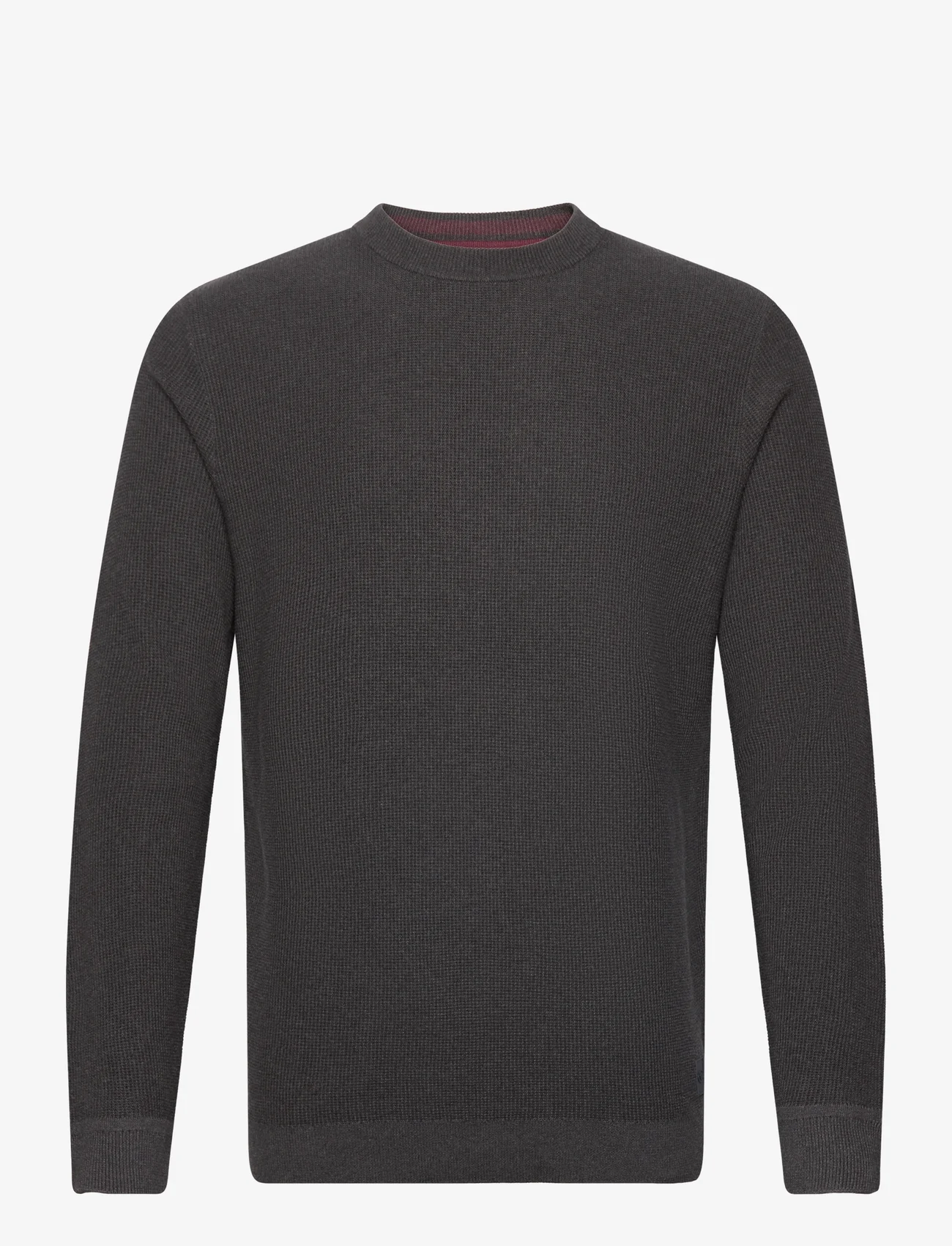 Tom Tailor - structured crewneck knit - rund hals - black grey melange - 0