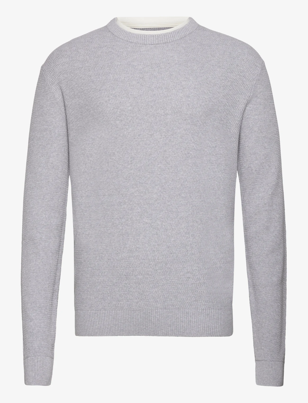 Tom Tailor - structured doublelayer knit - rundhalsad - light stone grey melange - 0